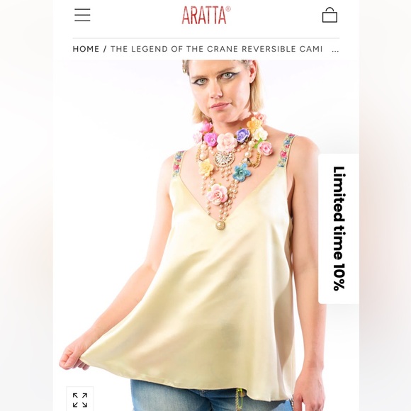 NWTCurrent Collection ARATTA Yellow Legend of the Crane Reversible Cami Top - Picture 2 of 16
